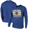 MAJESTIC MAJESTIC THREADS ROYAL LOS ANGELES RAMS SUPER BOWL LVI CHAMPIONS TRI-BLEND LONG SLEEVE T-SHIRT