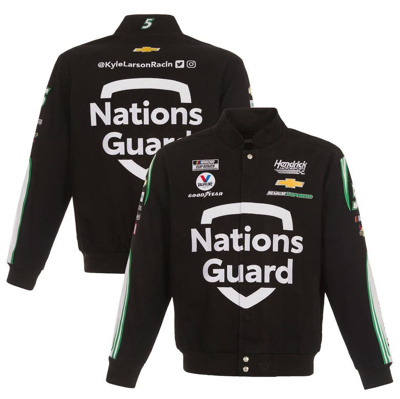 Jh Design Black Kyle Larson Nations Guard Twill Uniform Full-snap Jacket