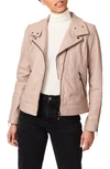 Bernardo Leather Moto Jacket In Soft Taupe