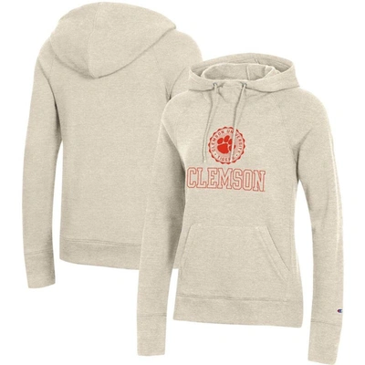 Champion Women's Heathered Oatmeal Clemson Tigers College Seal Pullover Hoodie