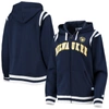 STARTER STARTER NAVY MILWAUKEE BREWERS VINTAGE FULL-ZIP HOODIE