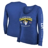 MAJESTIC MAJESTIC THREADS HEATHERED ROYAL LOS ANGELES RAMS 2-TIME SUPER BOWL CHAMPIONS SKY HIGH TRI-BLEND LON