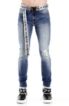Hvman Belted Stretch Skinny Jeans In Blue