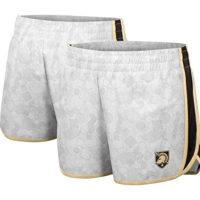 Colosseum Women's  White And Black Army Black Knights The Plastics Geo Print Shorts In White,black