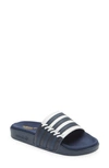 Adidas Originals Stripe-print Pool Slides In Collegiate Navy/ Navy/ White