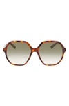 LONGCHAMP 58MM LE PLIAGE MODIFIED RECTANGLE SUNGLASSES