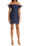 MILLY BRITTON OFF THE SHOULDER GUIPURE LACE SHEATH DRESS