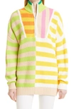 Staud Hampton Striped Chunky-knit Cotton-blend Sweater In Capri Stripe Multi