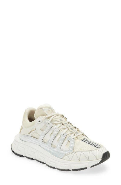 Versace Men's Trigeca Low Top Sneakers In White Black