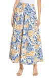 STAUD SEA LEAF PRINT MAXI SKIRT