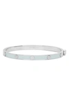 Tory Burch Miller Stainless Steel & Enamel Stud Bracelet In Tory Silver / Seltzer