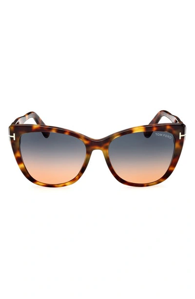 Tom Ford Nora 57mm Gradient Cat Eye Sunglasses In Brown