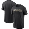 Nike Men's Black New Orleans Saints Primetime Wordmark Essential T-shirt