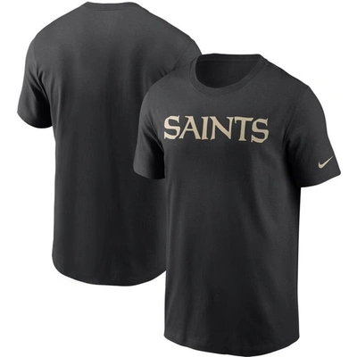 Nike Men's Black New Orleans Saints Primetime Wordmark Essential T-shirt