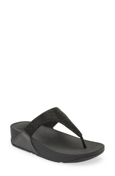 Fitflop Lulu Embellished Flip Flop In All Black