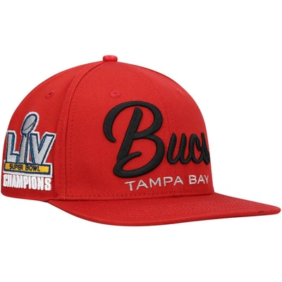 Pro Standard Men's Red Tampa Bay Buccaneers Lv Super Bowl Champions Script Wordmark Snapback Hat