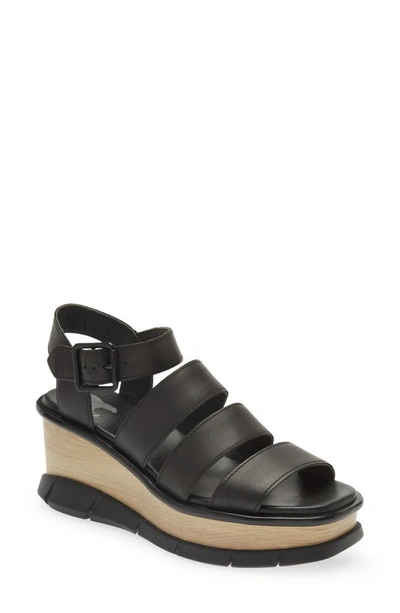 Sorel Joanie Iii Ankle Strap Wedge Platform Sandal In Black