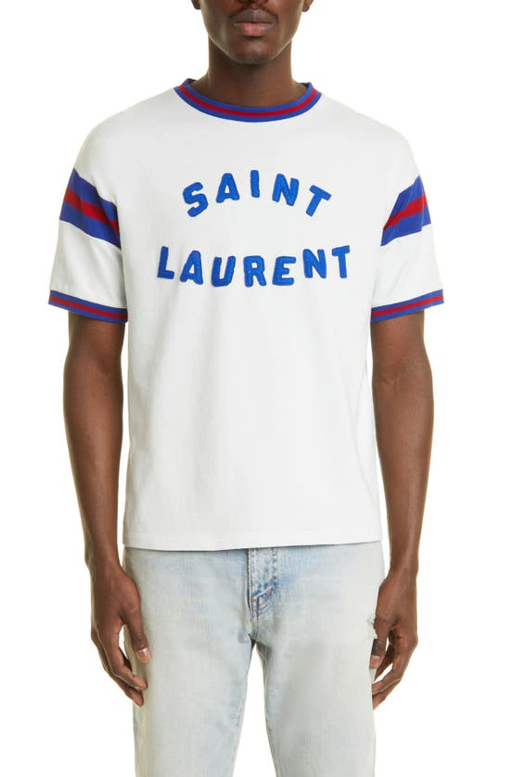 Saint Laurent Vintage-effect Logo T-shirt In White | ModeSens