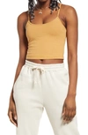 Bp. Stretch Organic Cotton Crop Camisole In Tan Cinnamon