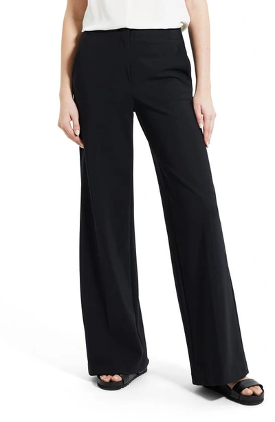 Theory U Terena K. Preci Clean Front Wide Leg Pants In Black