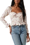 Astr Floral Sweetheart Neck Underwire Satin Top In Off White Mauve Floral