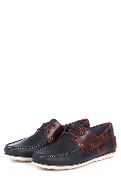 Barbour Capstan Oiled-leather Boat Shoes In Blue Other