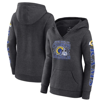 Fanatics Branded Heathered Charcoal Los Angeles Rams Super Bowl Lvi Champions Retro Pullover Hoodie