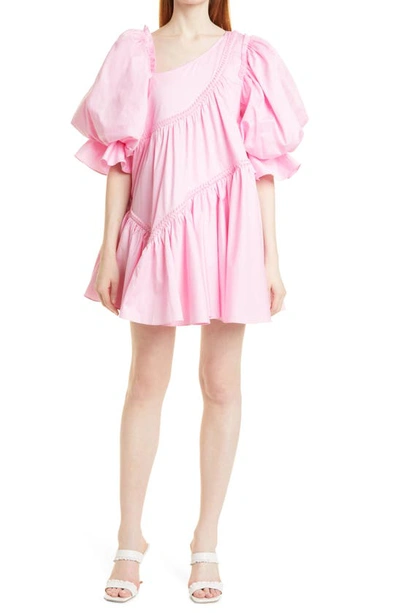 Aje Women's Casabianca Asymmetric Braided Cotton Mini Dress In Pink