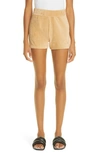 Loulou Studio Elasticated Waistband Velour Shorts In Brown