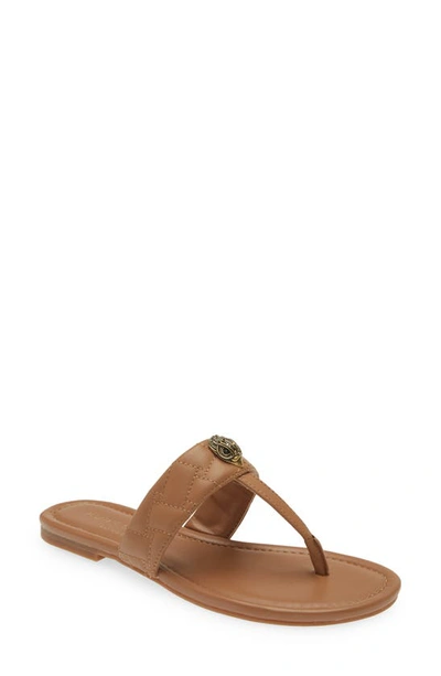 Kurt Geiger Kensington T-bar Quilted Leather Sandals In Light/ Pastel Brown