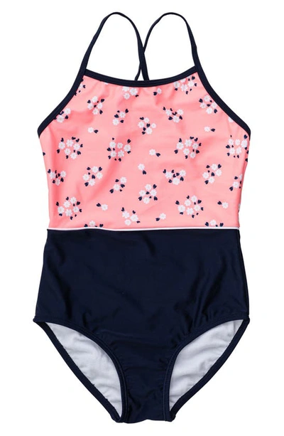 Snapper Rock Kids' Little Girl's & Girl's Ditsy Floral Crisscross One-piece Swimsuit In Coral