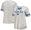 Profile Heathered Gray Florida Gators Plus Size Lace-up V-neck T-shirt In Heather Gray