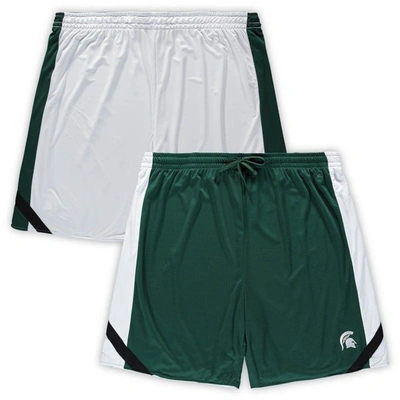 Colosseum Men's  Green, White Michigan State Spartans Big And Tall Team Reversible Shorts In Green,white