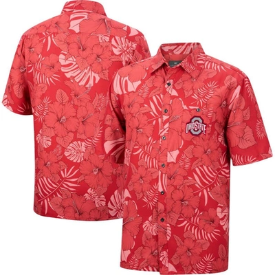 COLOSSEUM COLOSSEUM SCARLET OHIO STATE BUCKEYES THE DUDE CAMP BUTTON-UP SHIRT
