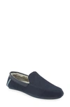 Ted Baker Valant Faux Fur-lined Moccasin Suede Slippers In Navy