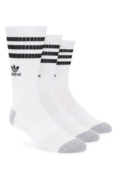 Adidas Originals 3-pack Roller 2.0 Crew Socks In White/black