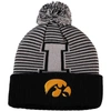 TOP OF THE WORLD TOP OF THE WORLD BLACK IOWA HAWKEYES LINE UP CUFFED KNIT HAT WITH POM