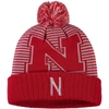 Top Of The World Men's Scarlet Nebraska Huskers Line Up Cuffed Knit Hat With Pom In Scarlet