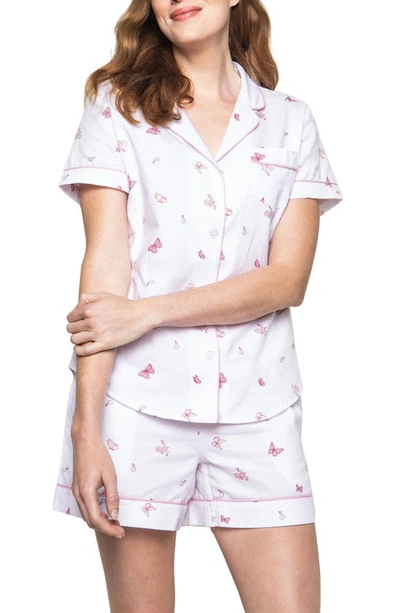 Petite Plume Butterfly Classic Shorts Pajama Set In White