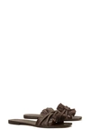 Tory Burch Knotted Rope Flat Slide Sandals In Fudge