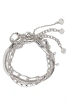 Kendra Scott 3-pc. Set Crystal Kassie Bracelets In Rhod Metal