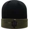 TOP OF THE WORLD TOP OF THE WORLD OLIVE/BLACK INDIANA HOOSIERS OHT MILITARY APPRECIATION SKULLY CUFFED KNIT HAT