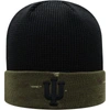 Top Of The World Men's  Olive, Black Indiana Hoosiers Oht Military-inspired Appreciation Skully Cuffe In Olive