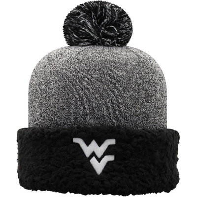 TOP OF THE WORLD TOP OF THE WORLD BLACK WEST VIRGINIA MOUNTAINEERS SNUG CUFFED KNIT HAT WITH POM