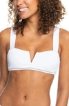 Roxy Love Rib Chloe Wide Strap Bikini Top In Bright White
