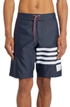 Thom Browne Navy Tech 4-bar Board Swim Shorts In Navy