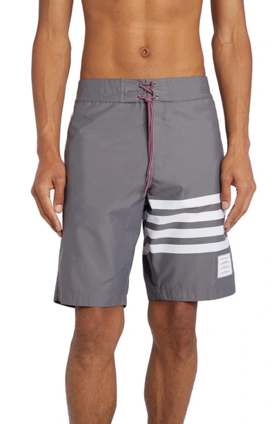 Thom Browne Classic Board Tech Swim Shorts In Grey