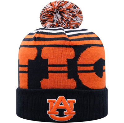 Top Of The World Men's Black And Orange Clemson Tigers Colossal Cuffed Knit Hat With Pom In Navy,orange