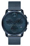 MOVADO BOLD CHRONOGRAPH MESH STRAP WATCH, 42MM