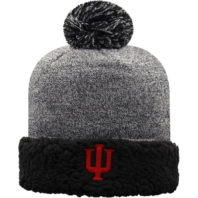 Top Of The World Women's Black Indiana Hoosiers Snug Cuffed Knit Hat With Pom